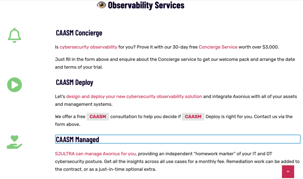 SJULTRA Axonius CAASM Cybersecurity Observability services