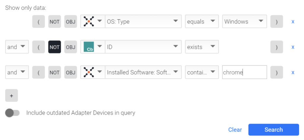 SJULTRA Axonius Cybersecurity Observability Query Find Missing Agent Chrome